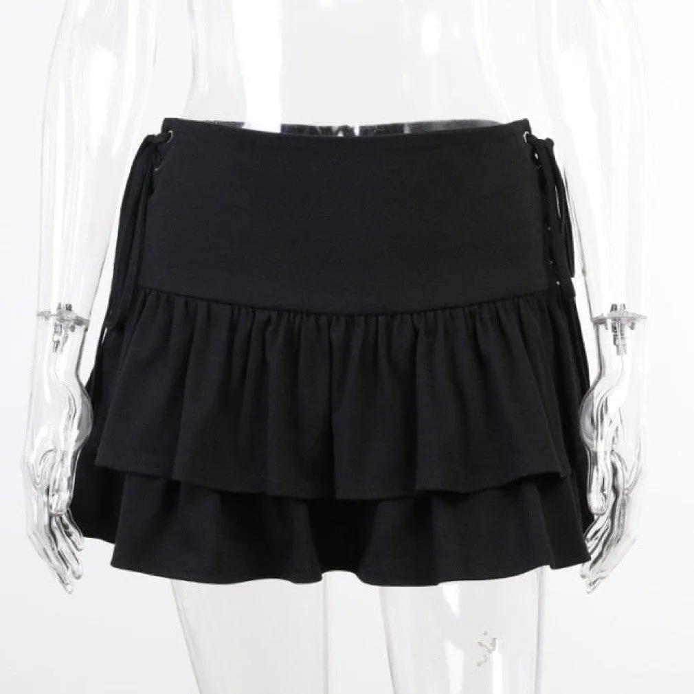 ContiNent 33 Streetwear Mall Goth Skirt Women High Waist Bandage Mini Skirt Dark Gothic Punk Emo Alt Club Wear