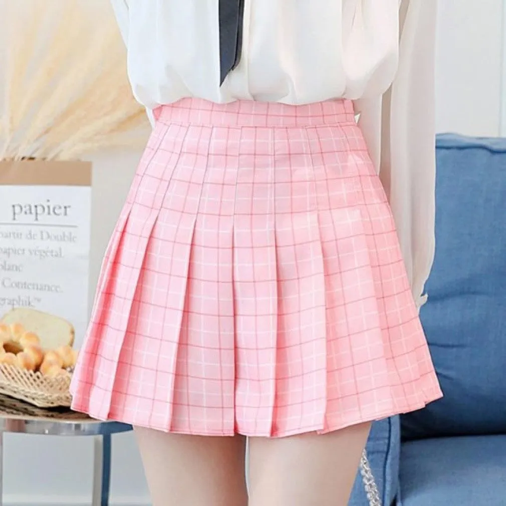 ContiNent 33 Women High Waist Pleated Skirt Summer Casual Kawaii A-line Plaid black tennis Japanese School Uniform Mini Skirts for Girls