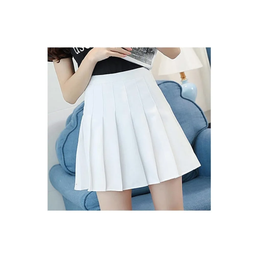 ContiNent 33 Women High Waist Pleated Skirt Summer Casual Kawaii A-line Plaid black tennis Japanese School Uniform Mini Skirts for Girls