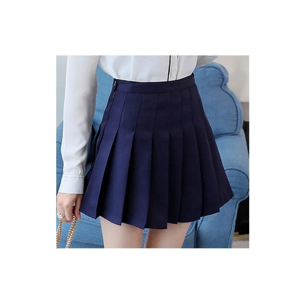 ContiNent 33 Women High Waist Pleated Skirt Summer Casual Kawaii A-line Plaid black tennis Japanese School Uniform Mini Skirts for Girls