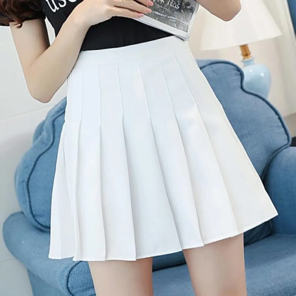 ContiNent 33 Women High Waist Pleated Skirt Summer Casual Kawaii A-line Plaid black tennis Japanese School Uniform Mini Skirts for Girls