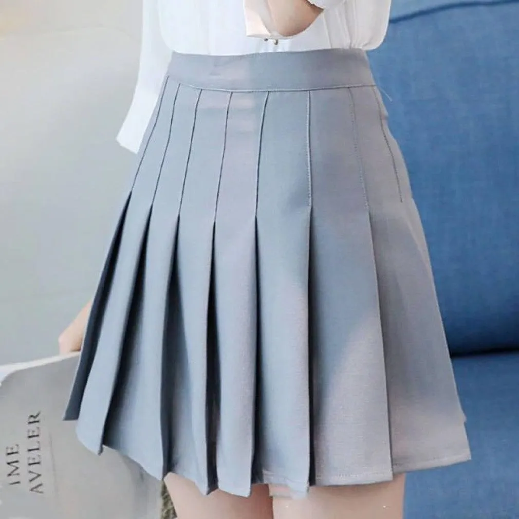 ContiNent 33 Women High Waist Pleated Skirt Summer Casual Kawaii A-line Plaid black tennis Japanese School Uniform Mini Skirts for Girls