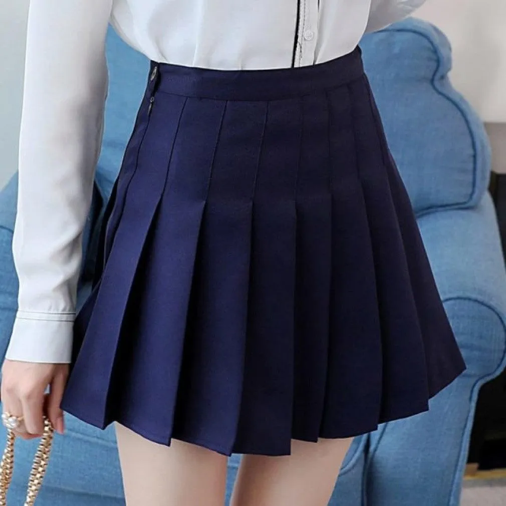 ContiNent 33 Women High Waist Pleated Skirt Summer Casual Kawaii A-line Plaid black tennis Japanese School Uniform Mini Skirts for Girls