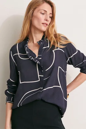 CONVENTION NAVY PRINTED BLOUSE