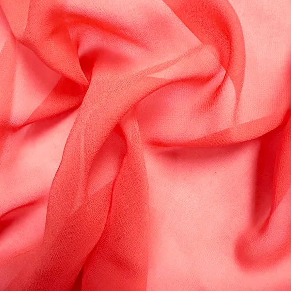 Coral Silk Chiffon Fabric