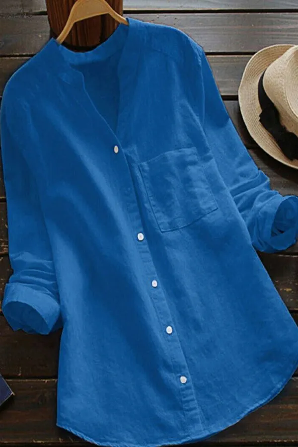 Cotton And Linen Solid Color Shirt