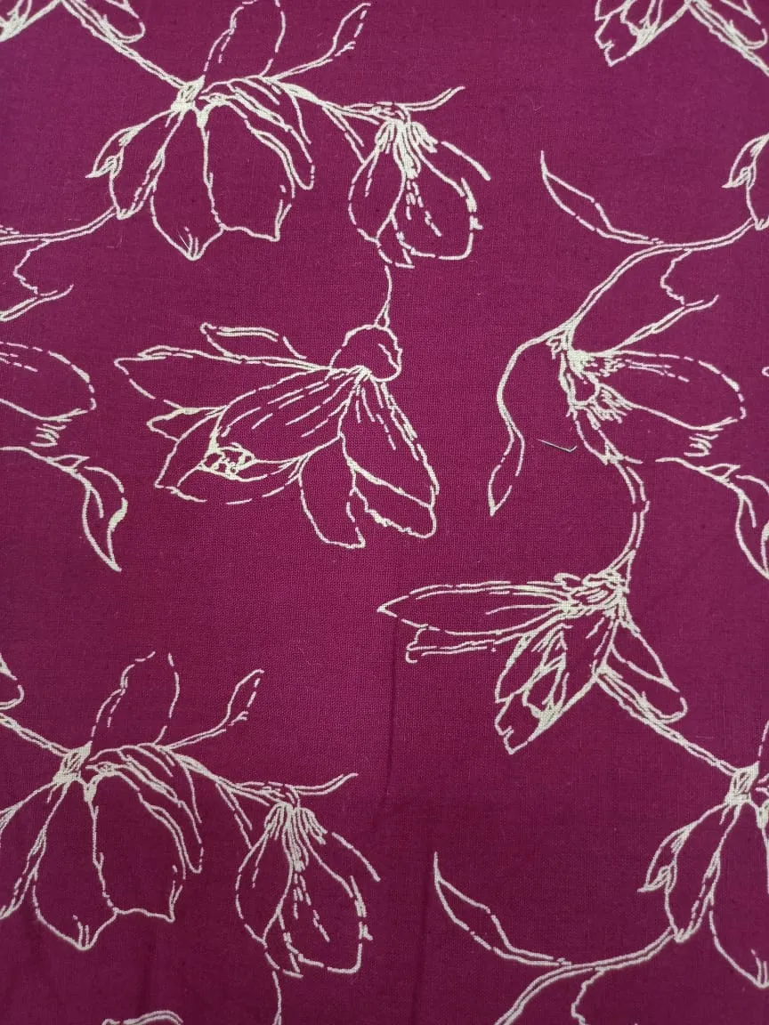 Cotton Linen Semi-Handloom Screen Printed Fabric