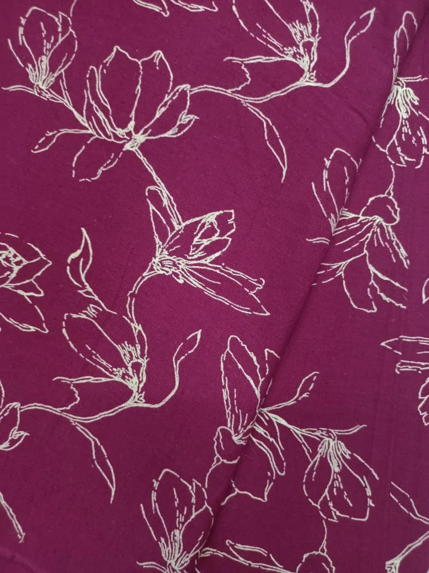 Cotton Linen Semi-Handloom Screen Printed Fabric