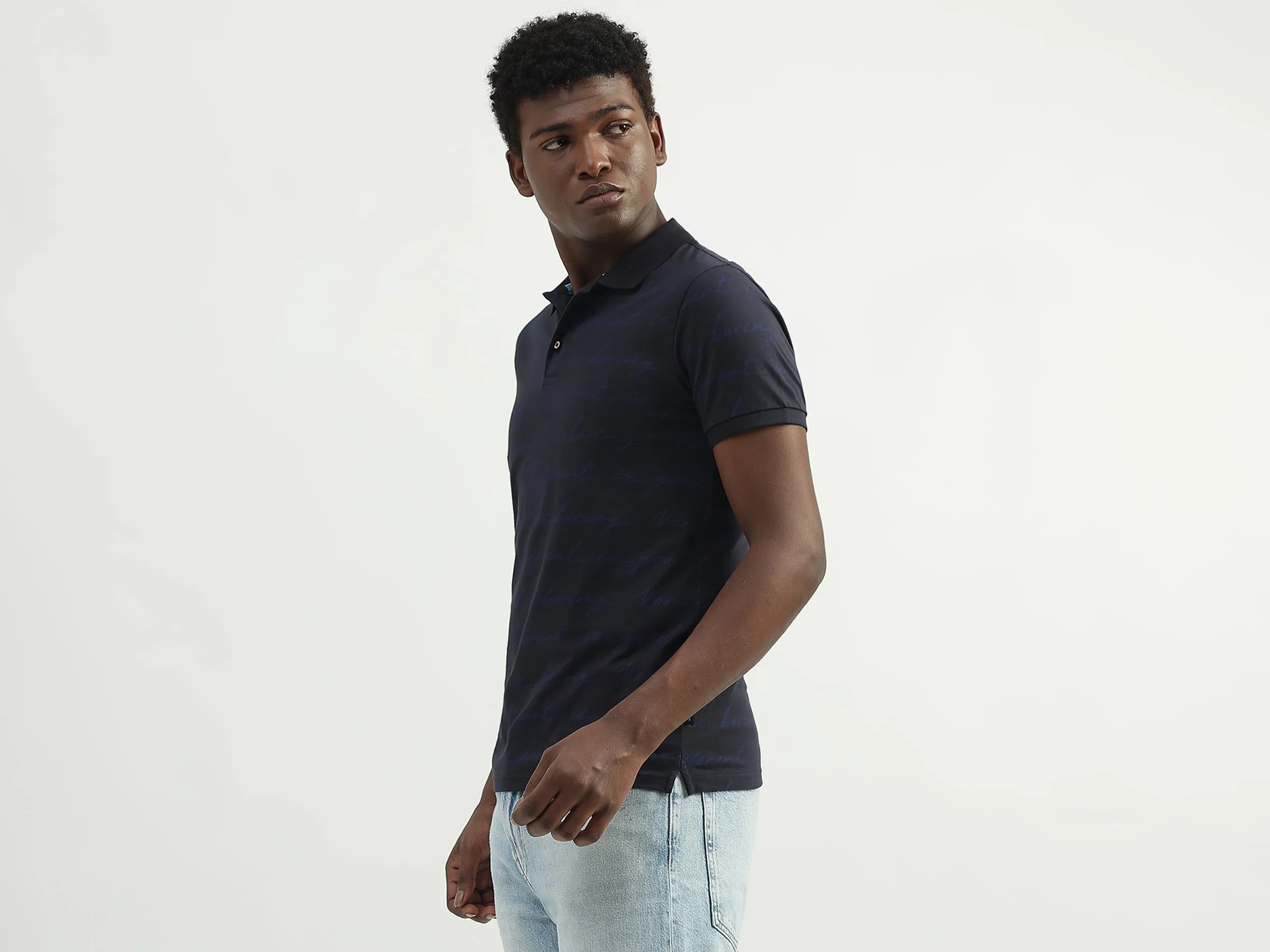Cotton Printed Polo Collar Mens T-shirts