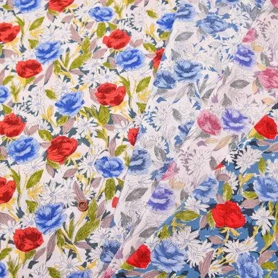 Cotton Scare Printed Fabric - Art Flower