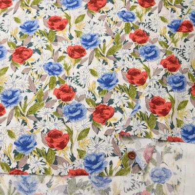 Cotton Scare Printed Fabric - Art Flower