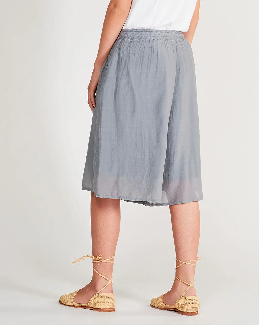 Cotton Silk Blend Drawstring Shorts