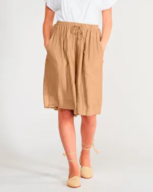 Cotton Silk Blend Drawstring Shorts