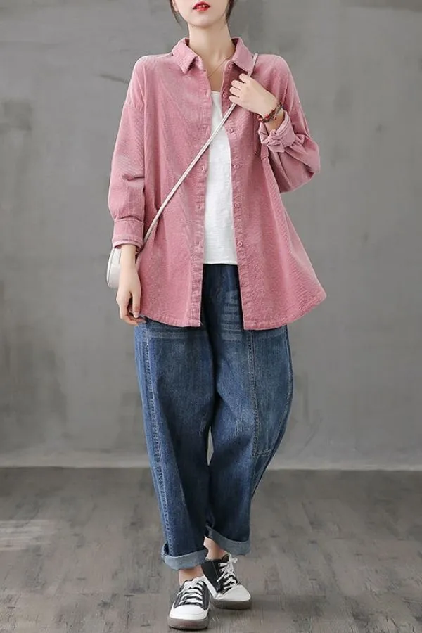 Cotton Solid Color Classic Blouse