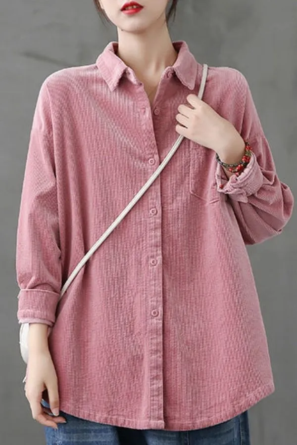 Cotton Solid Color Classic Blouse