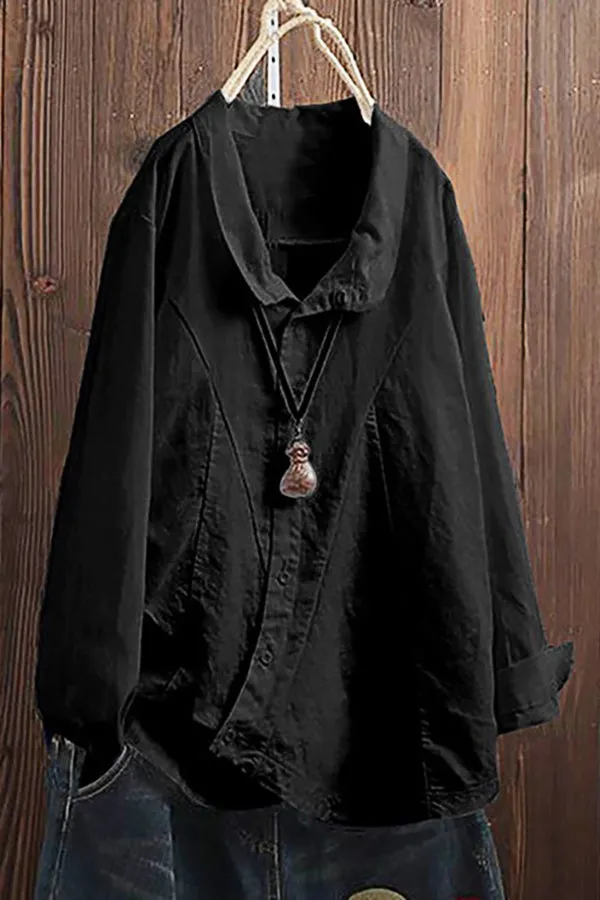 Cotton Solid Color Cozy Blouse