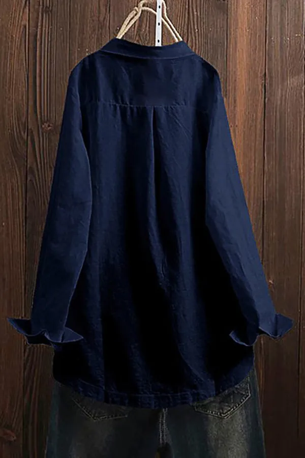 Cotton Solid Color Cozy Blouse