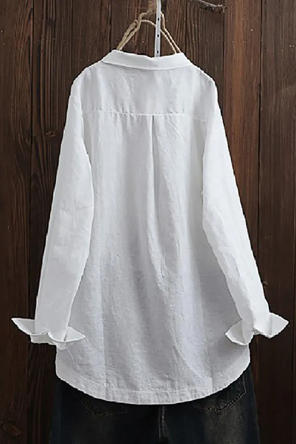 Cotton Solid Color Cozy Blouse