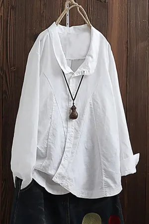 Cotton Solid Color Cozy Blouse