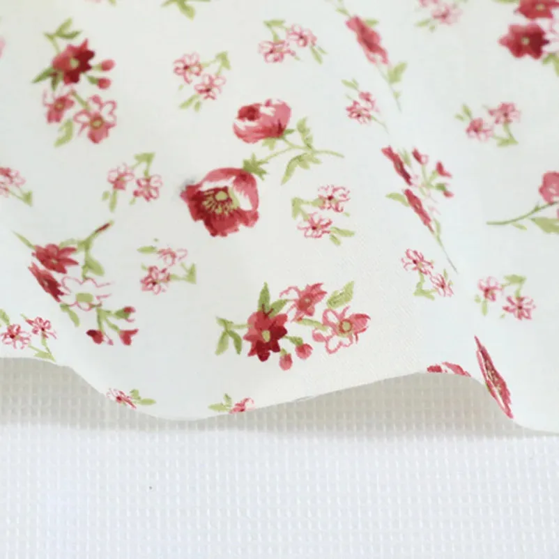 Cotton Twill Printed Fabric Peony Small Floral Home Decor Textile For Sewing DIY Handmade Accessories BY Meters