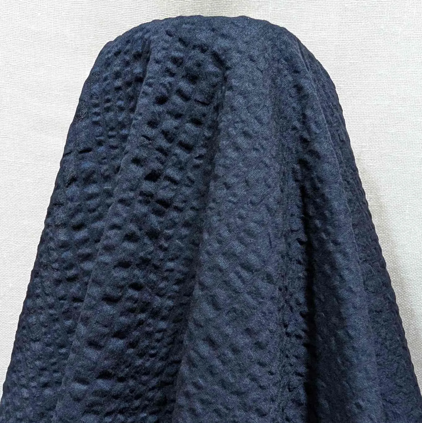 Cotton Voile, Seersucker Self Stripe, Navy