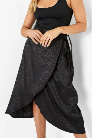 Creamtopmall One-piece Lace-up High-waisted Stone Jacquard Satin Skirt