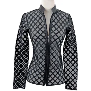 Crisscross Diamond Design Leather Jacket