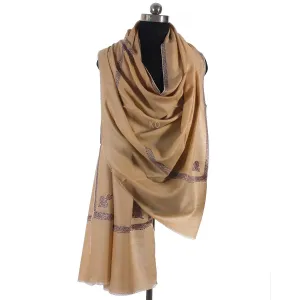 Cr?me sozni Embroidered Hashidaar Pashmina Shawl