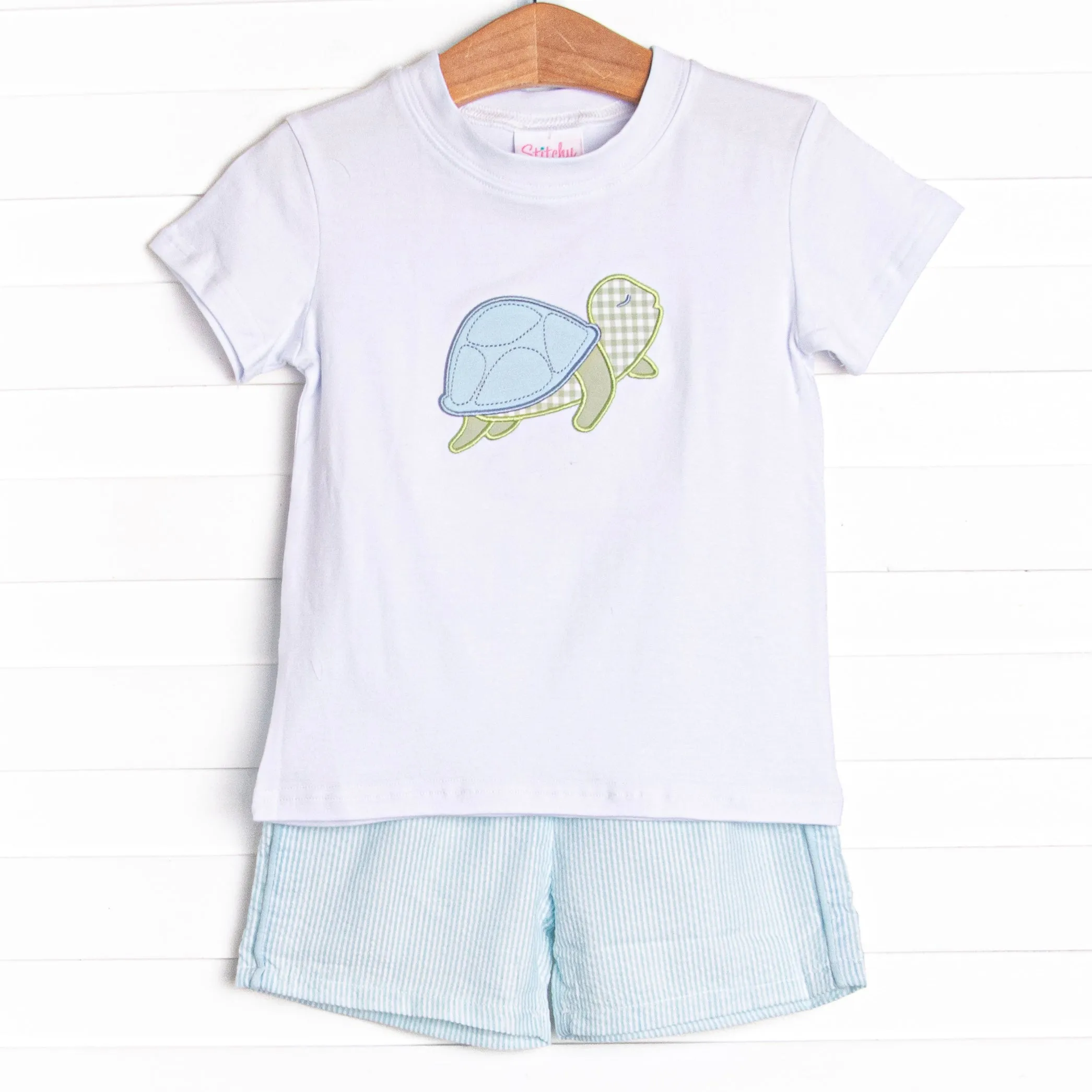 Current Cruise Applique Short Set, Green