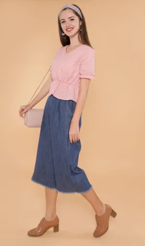 CYRA Embroidered Peplum Top (Pink)