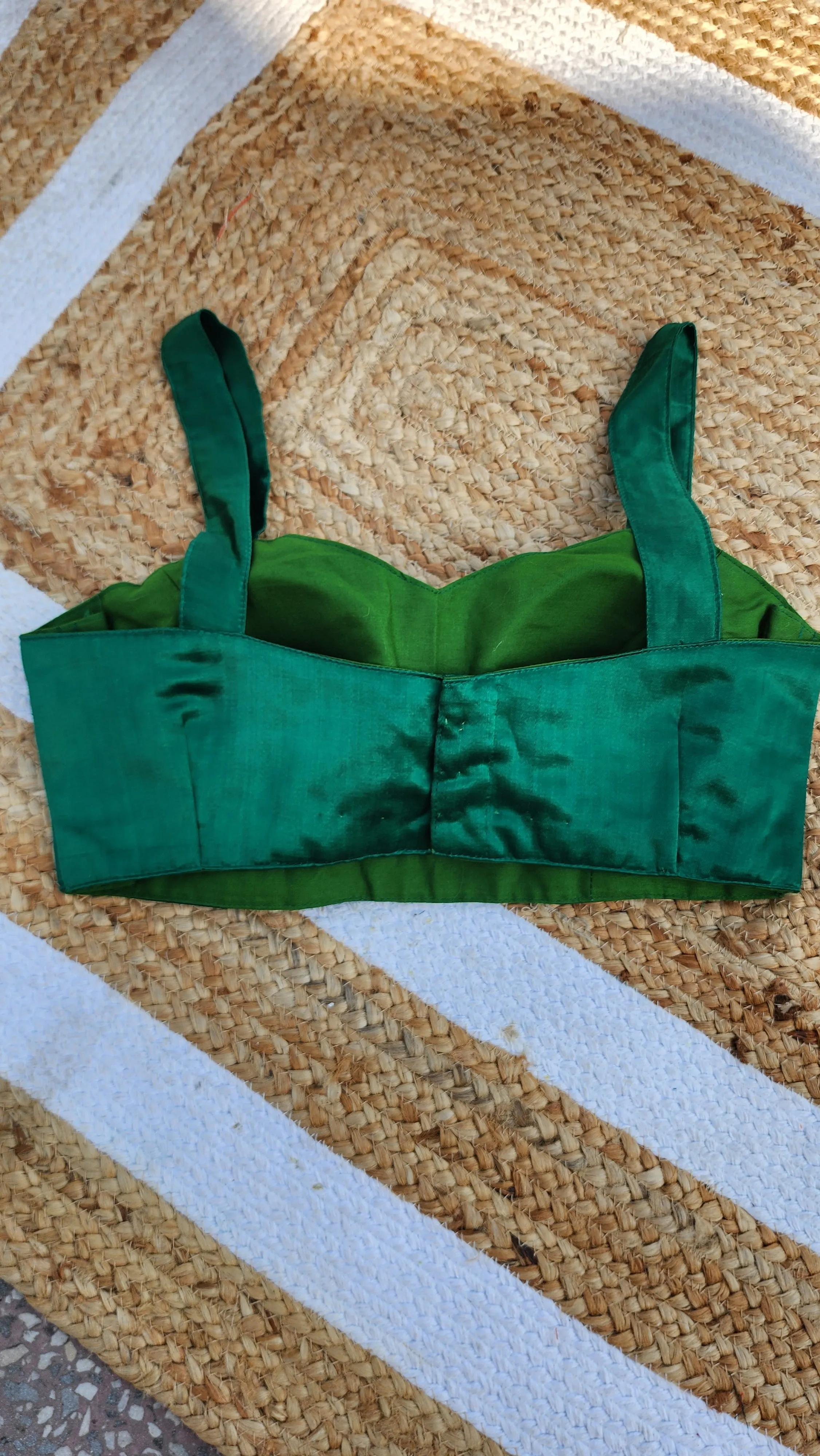 Dark Green Mashru Silk Blouse