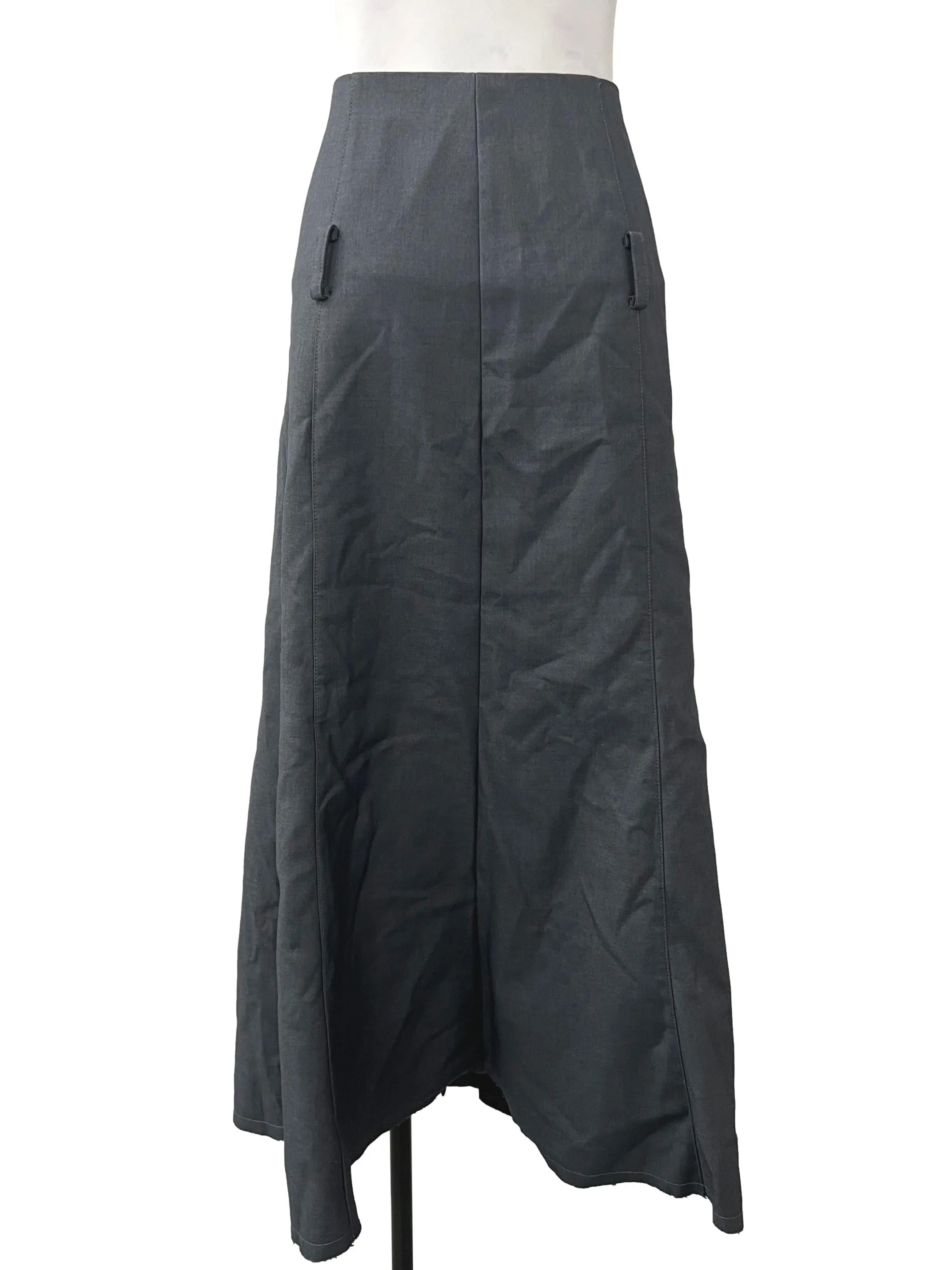 Dark Grey Button Down A Line Skirt