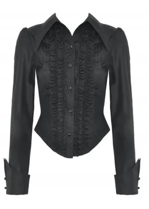 Dark In Love Victorian Ruffles Blouse Black