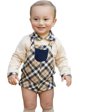 Dbb Boys Tan And Navy Short Set 3M-36M