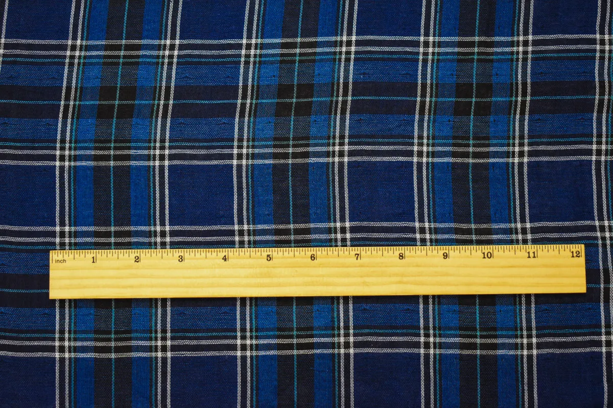 Deep Blue-Black Famous Maker Cotton Plaid Double Gauze Woven Fabric
