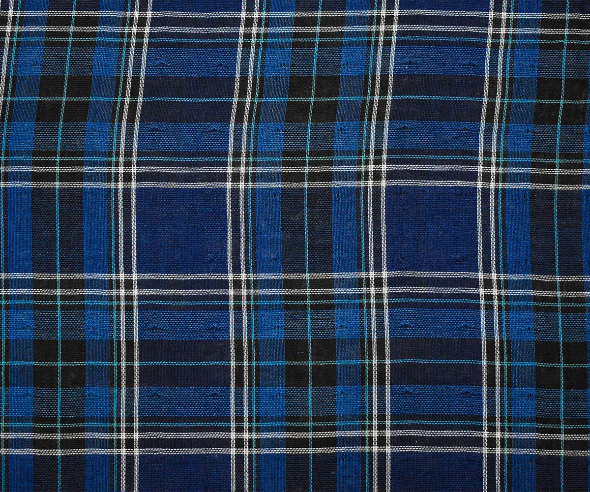 Deep Blue-Black Famous Maker Cotton Plaid Double Gauze Woven Fabric