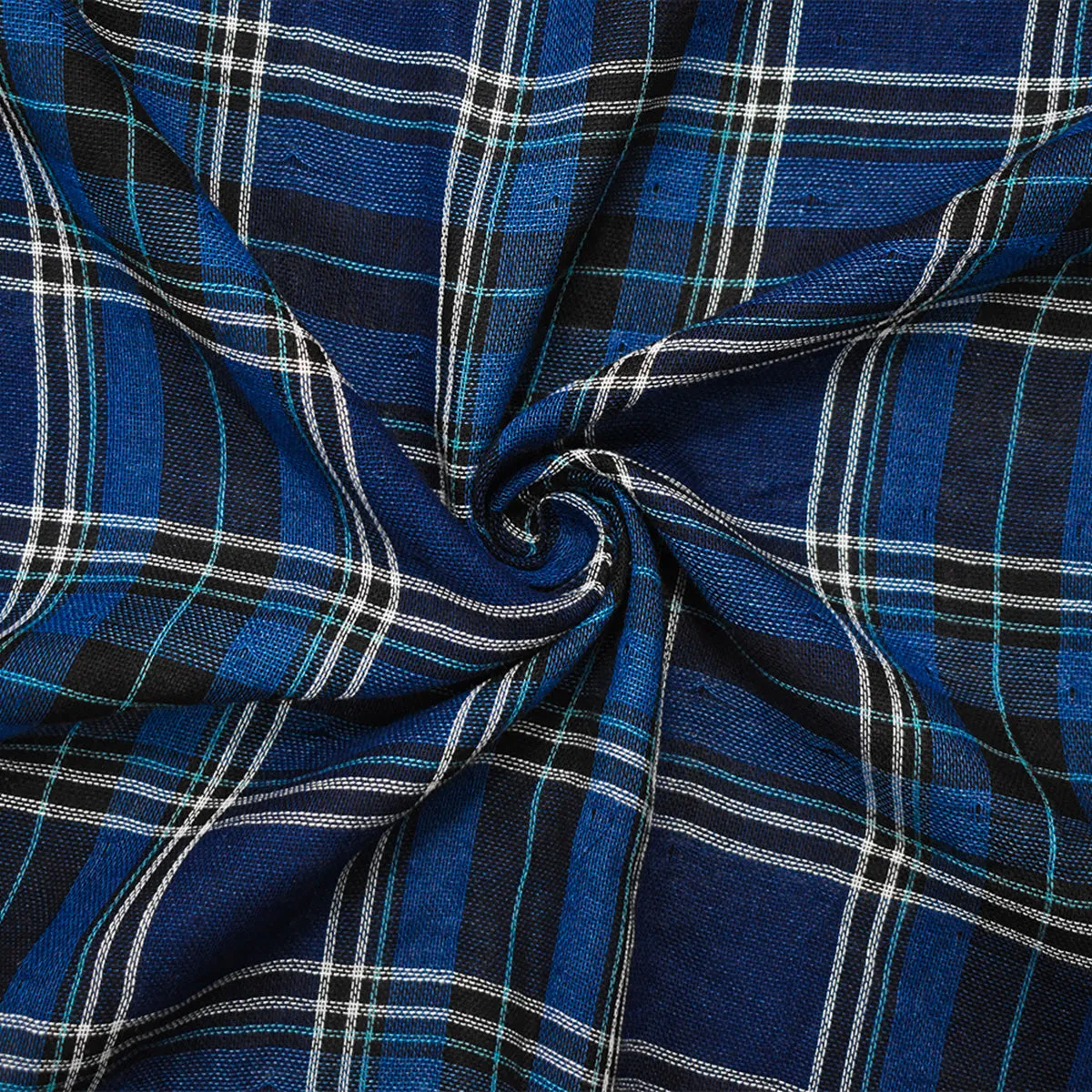 Deep Blue-Black Famous Maker Cotton Plaid Double Gauze Woven Fabric