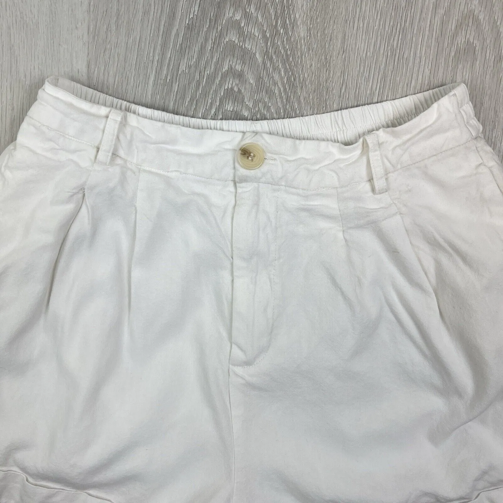Delilah Womens White Linen Blend Shorts Size 10