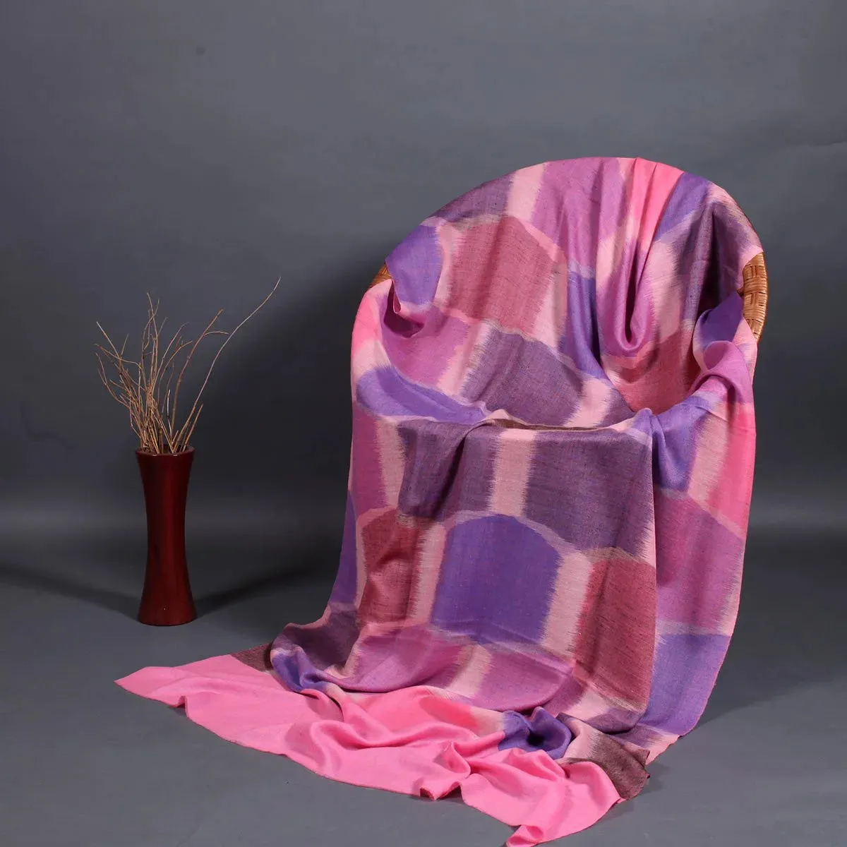 Diamond Design Pink Hand Woven Pashmina Shawl