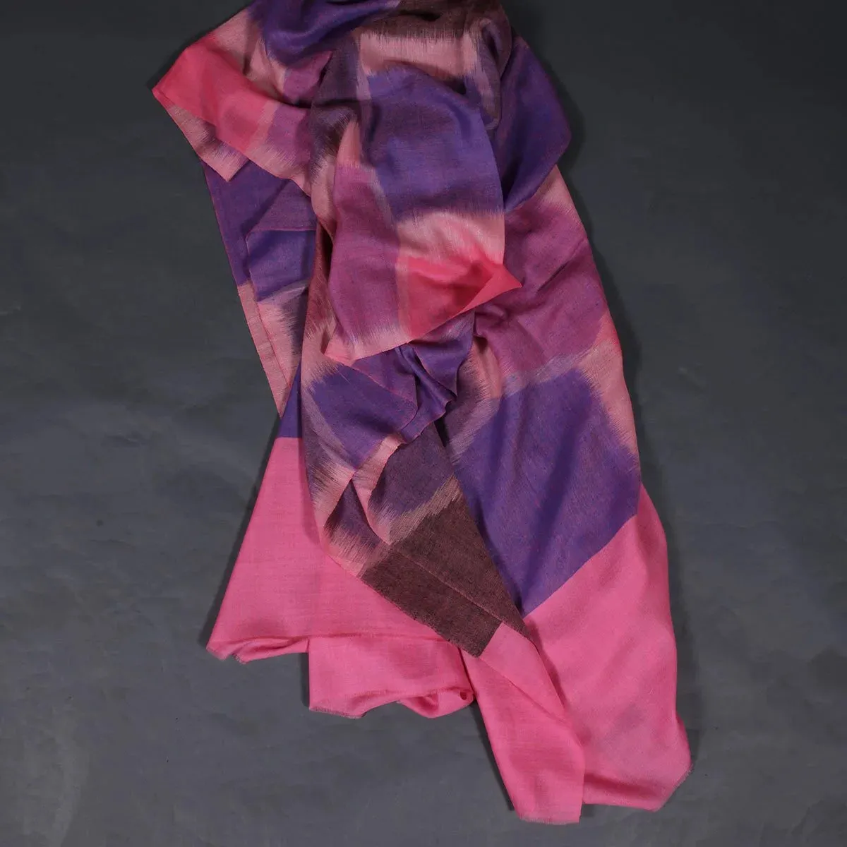Diamond Design Pink Hand Woven Pashmina Shawl