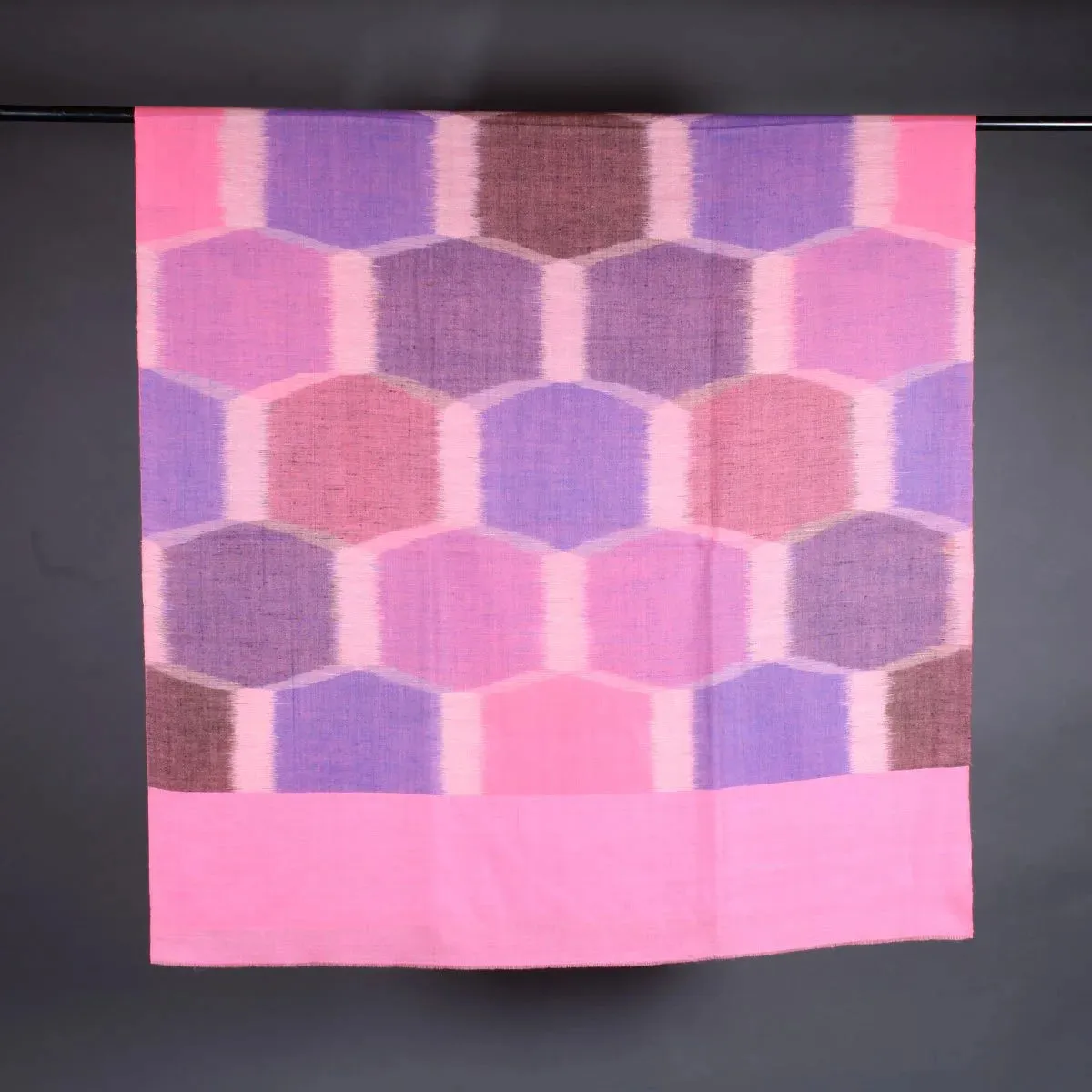Diamond Design Pink Hand Woven Pashmina Shawl