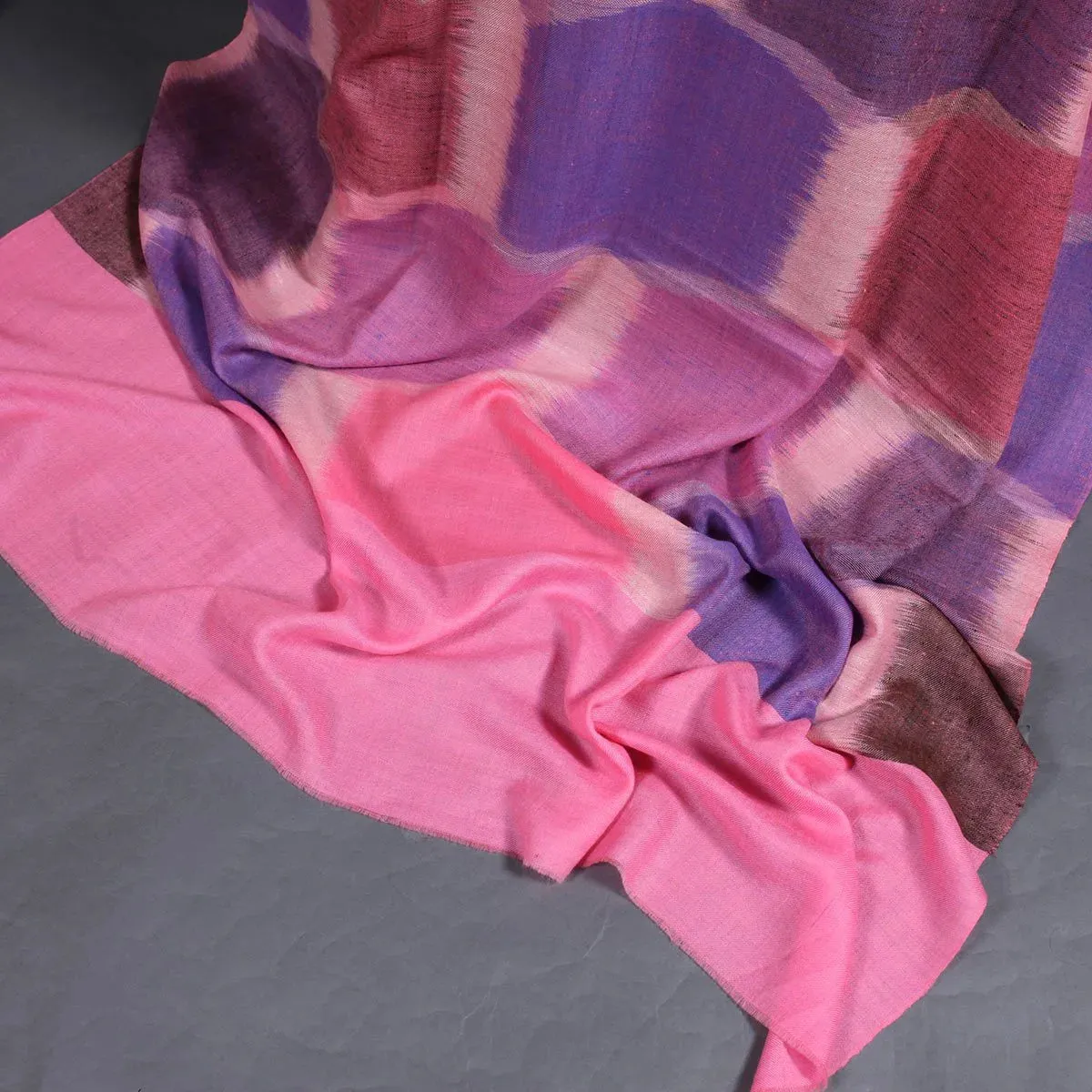 Diamond Design Pink Hand Woven Pashmina Shawl