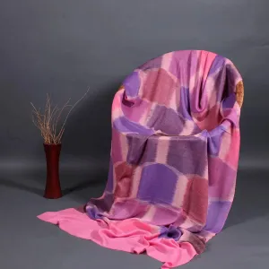 Diamond Design Pink Hand Woven Pashmina Shawl
