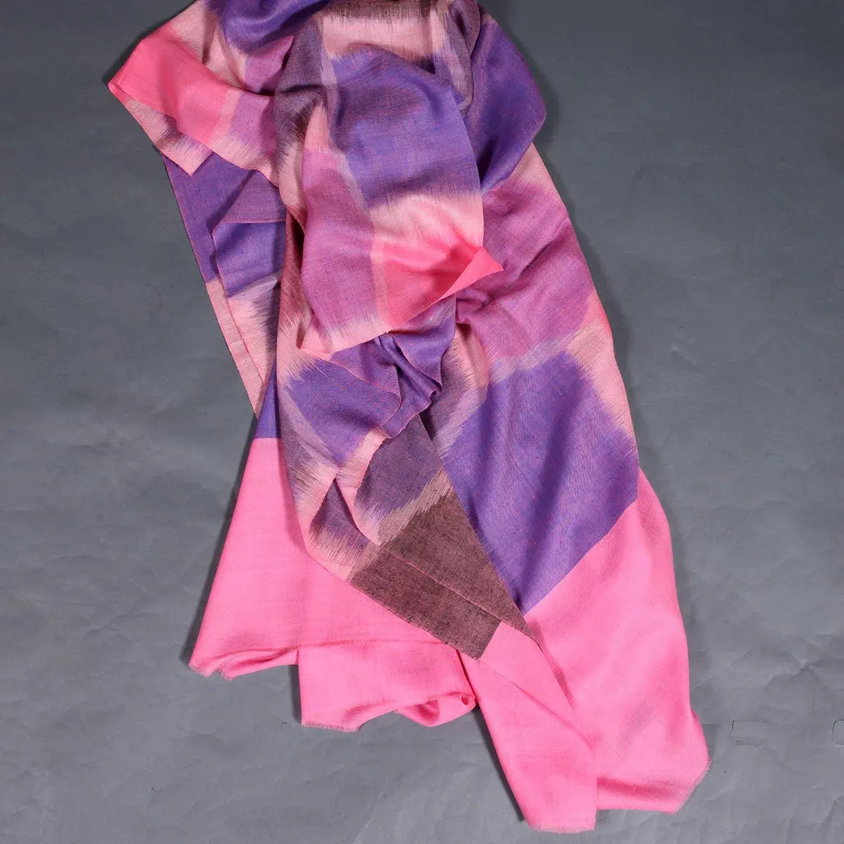Diamond Design Pink Hand Woven Pashmina Shawl