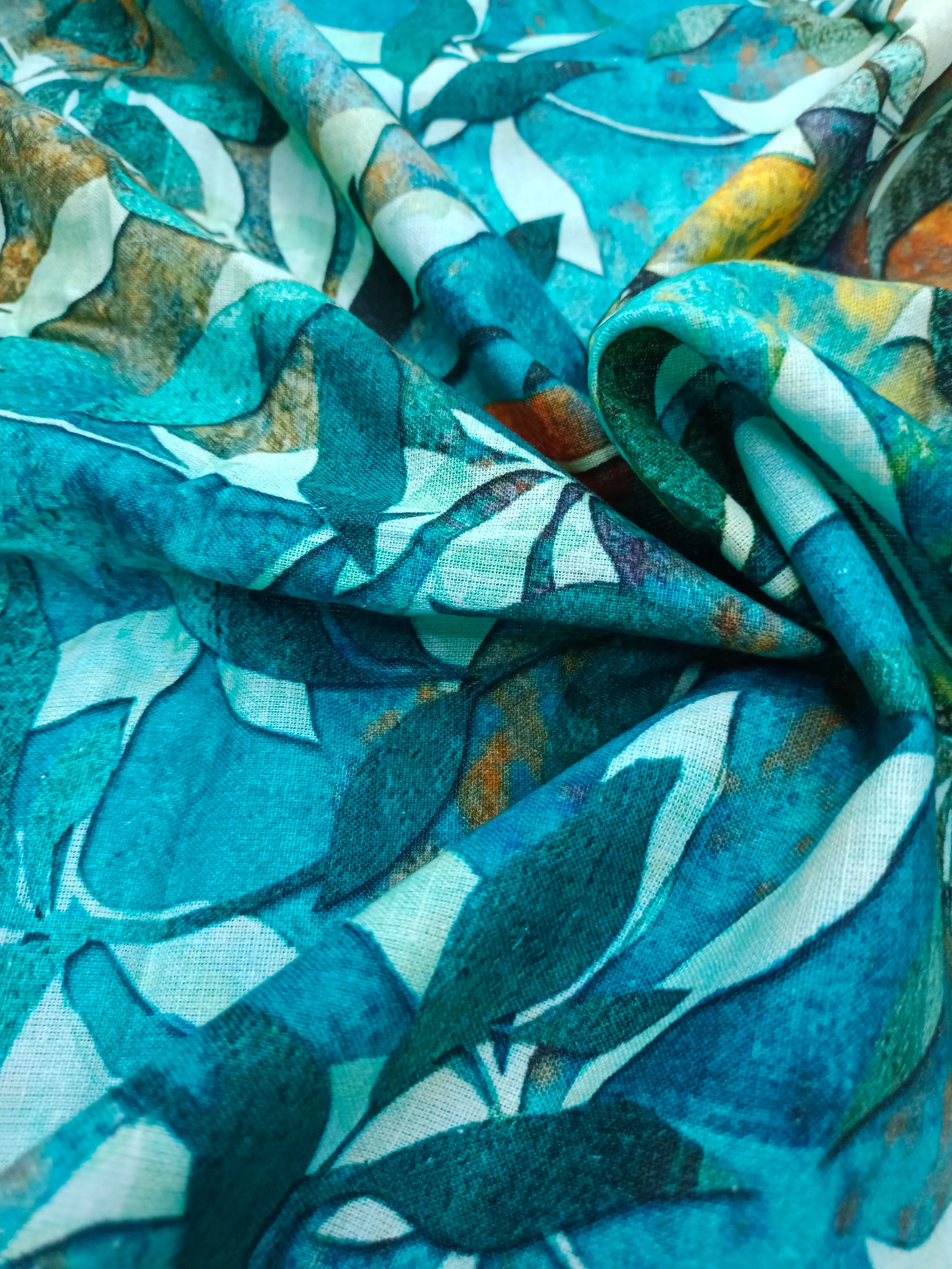 Digital Printed Linen Spun Cotton Soft Fabric
