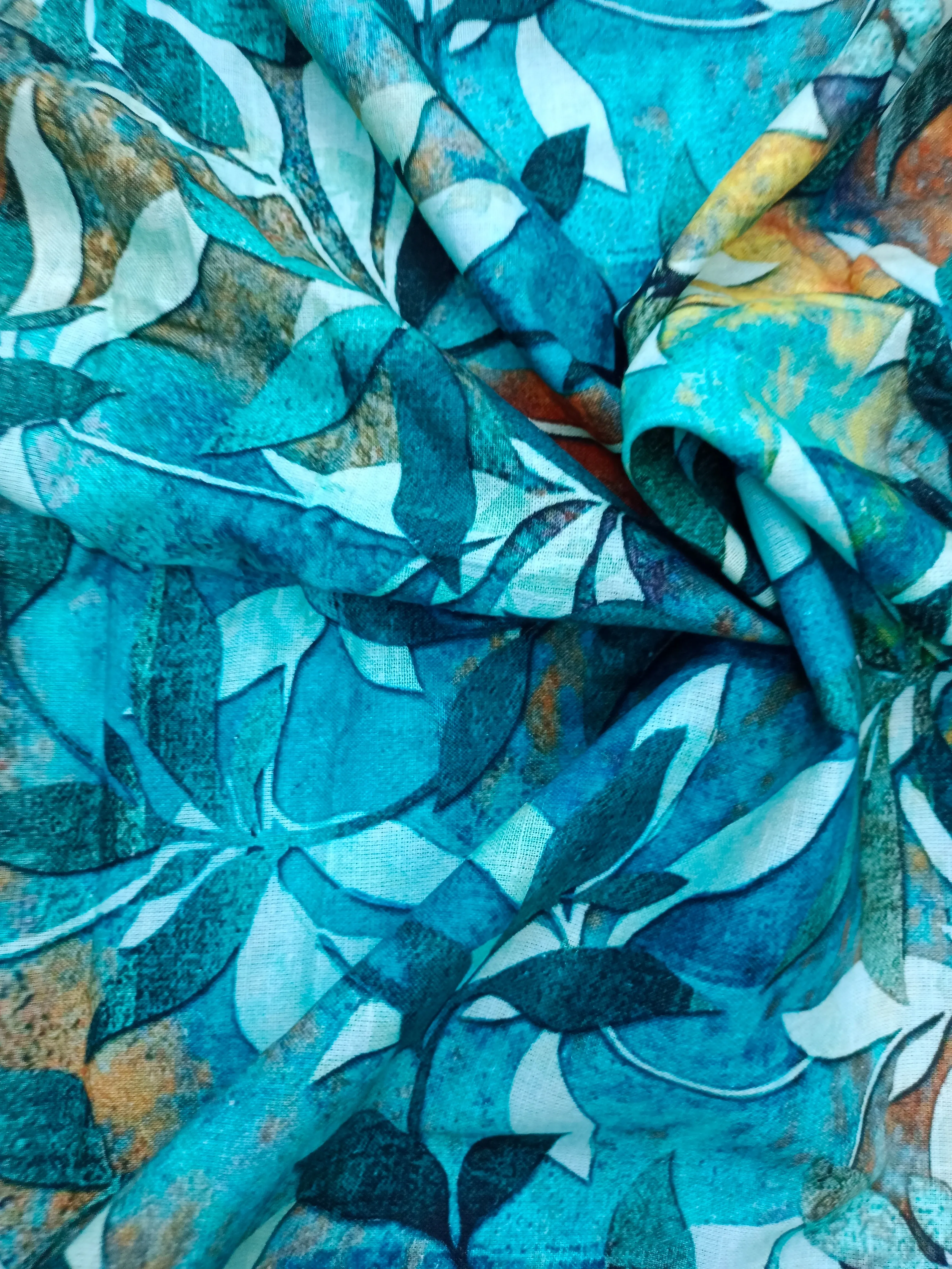 Digital Printed Linen Spun Cotton Soft Fabric