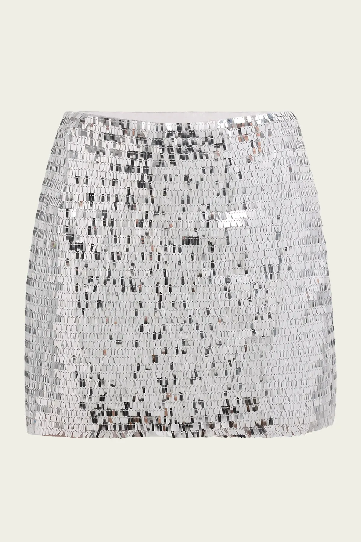 Dizzy Sequin Mini Skirt in Satellite Silver