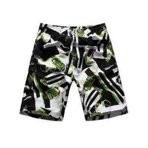 Drawstring Geometric Graphic Print Board Shorts - Green M
