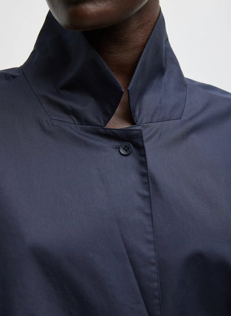 Eco Poplin Bubble Hem Shirt Jacket