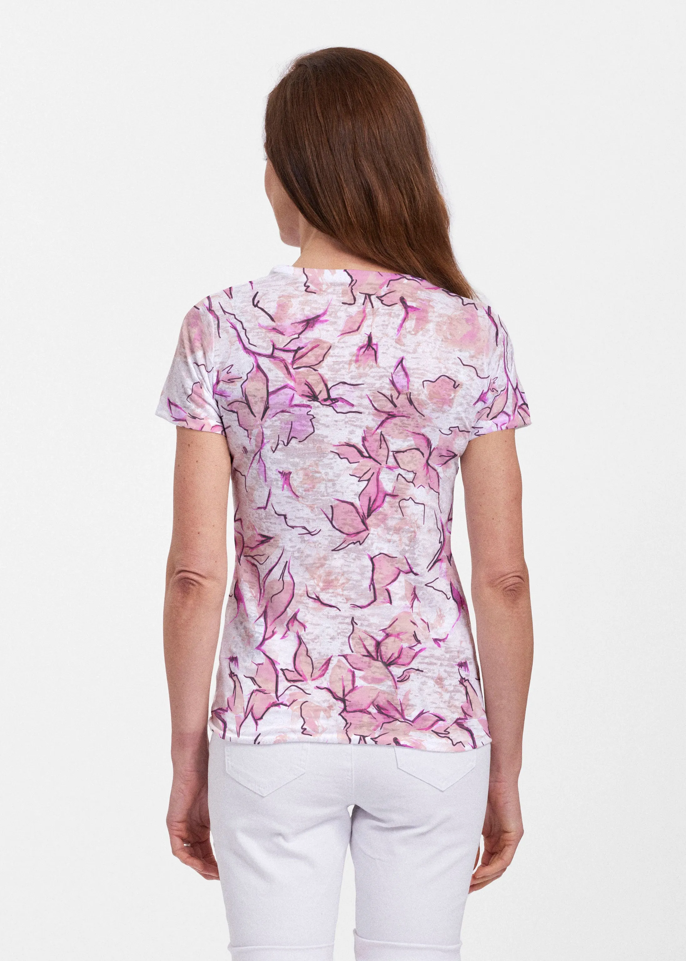 Edgy Rose Pink (7689) ~ Sheer Short Sleeve Crew Shirt